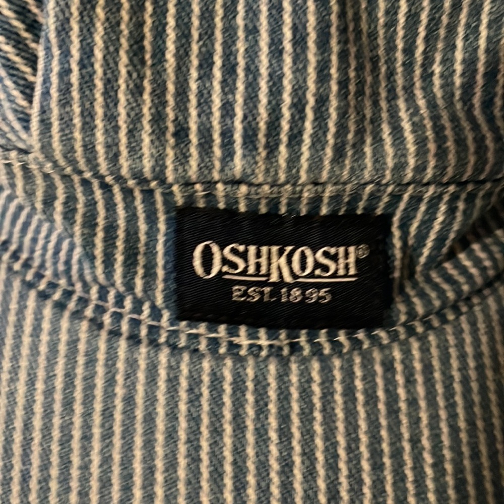 OshKosh B'gosh vintage youth/kids striped denim & white railroad conductor hat - Picture 2 of 3
